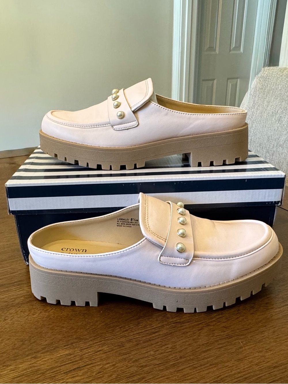 Crown & Ivy Women's Blush Pink Chunky Loafer Mule